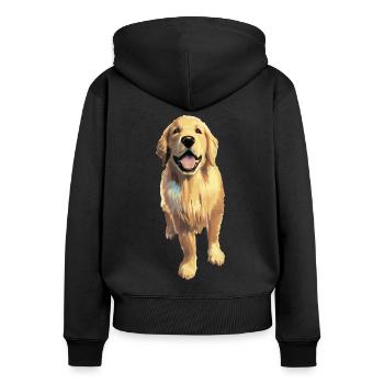 Süßer Golden Retriever Welpe für Hundebesitzer - Frauen Premium Bio Zip Hoodie - Schwarz - Hinten - Julia (174cm)
