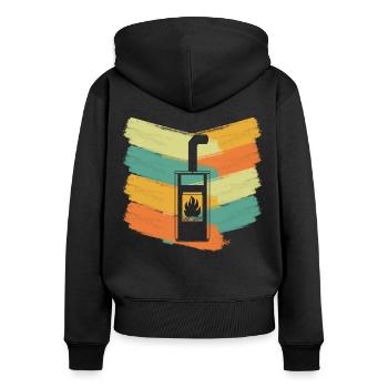 Woodburning stove fireplace retro stove - Women's Premium Organic Zip Hoodie - black - Back - Julia (174cm)