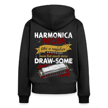 Lustiges Vintage Mundharmonika-Instrument - Frauen Premium Bio Zip Hoodie - Schwarz - Hinten - Julia (174cm)