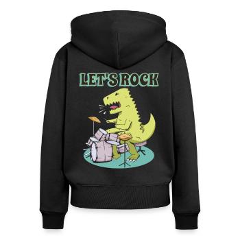 Funny T-Rex Costume Drummer Drums - Women's Premium Organic Zip Hoodie - black - Back - Julia (174cm)