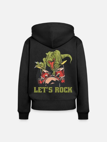 Perkussion Schlagzeuger T-Rex Schlagzeug - Frauen Premium Bio Zip Hoodie - Schwarz