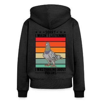 Pigeon Cadeau Pigeon Fancier City Pigeon Pigeonnier Pigeon Transporteur Pigeon - Sweat à capuche zippé Premium bio Femme - noir - Dos - Julia (174cm)