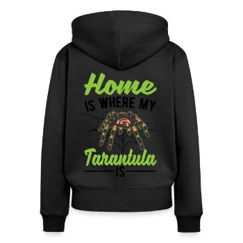 Zuhause ist wo meine Tarantel ist - Frauen Premium Bio Zip Hoodie - Schwarz - Hinten - Julia (174cm)