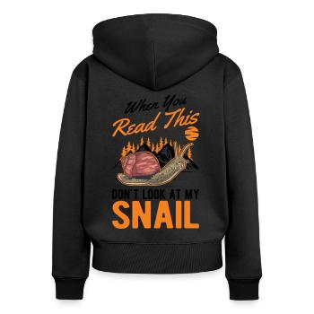 Snail Gift Vineyard Snail - Women's Premium Organic Zip Hoodie - black - Back - Julia (174cm)