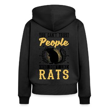 Rat Gift Rat domestique Rat Propriétaire - Sweat à capuche zippé Premium bio Femme - noir - Dos - Julia (174cm)