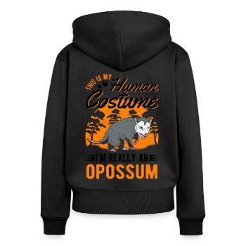 Opossum Costume Humain Opossum Halloween Marsupial - Sweat à capuche zippé Premium bio Femme - noir - Dos - Julia (174cm)