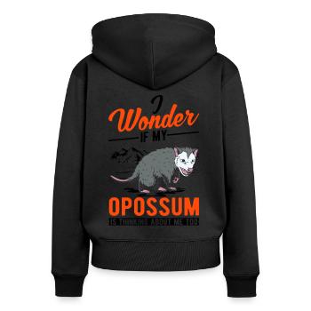 Opossum Cadeau Marsupial Opossum - Sweat à capuche zippé Premium bio Femme - noir - Dos - Julia (174cm)