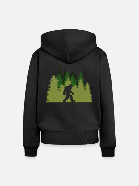 Bigfoot Im Wald - Frauen Premium Bio Zip Hoodie - Schwarz