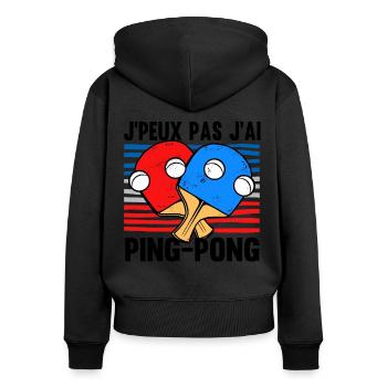 J'ai Ping Pong - Sweat à capuche zippé Premium bio Femme - noir - Dos - Julia (174cm)