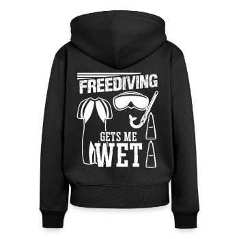 Freediving Gets Me Wet Freediver Apnea Diving Dive - Frauen Premium Bio Zip Hoodie - Schwarz - Hinten - Julia (174cm)
