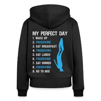 Freediver Perfect Day Freediving Apnea Diving Dive - Sweat à capuche zippé Premium bio Femme - noir - Dos - Julia (174cm)