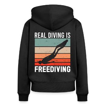 Freediver Real Diving Freediving Apnea Diving Dive - Frauen Premium Bio Zip Hoodie - Schwarz - Hinten - Julia (174cm)