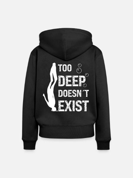 L’apnée trop profonde n’existe pas La plongée en apnée - Sweat à capuche zippé Premium bio Femme - noir