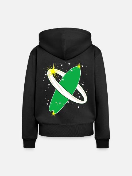 Surfboard im Weltraum Surfer - Frauen Premium Bio Zip Hoodie - Schwarz