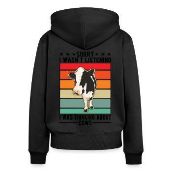 Kuh Landwirt Rinderzüchter Bauer Kühe - Frauen Premium Bio Zip Hoodie - Schwarz - Hinten - Julia (174cm)