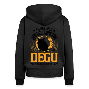 Degu Besitzer Strauchratte Walddegu - Frauen Premium Bio Zip Hoodie - Schwarz - Hinten - Julia (174cm)