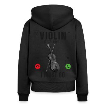 Violin Violinist Phone Display - Frauen Premium Bio Zip Hoodie - Schwarz - Hinten - Julia (174cm)