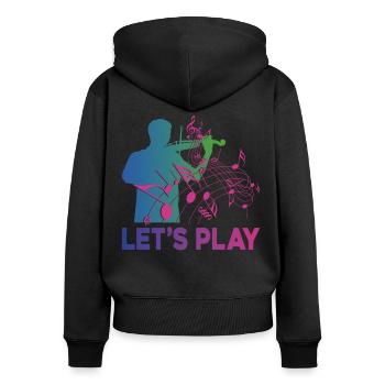 Violon Violoniste Rétro Années 80 90s - Sweat à capuche zippé Premium bio Femme - noir - Dos - Julia (174cm)