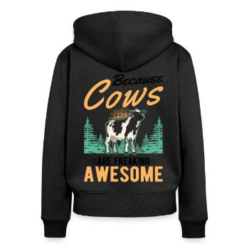 Cow Cattle breeder Farmer Farmer Cows - Women's Premium Organic Zip Hoodie - black - Back - Julia (174cm)
