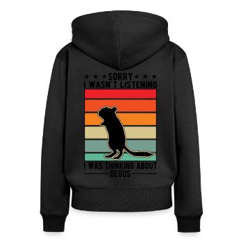 Degu Gift Shrub Rat Forest Degu - Women's Premium Organic Zip Hoodie - black - Back - Julia (174cm)