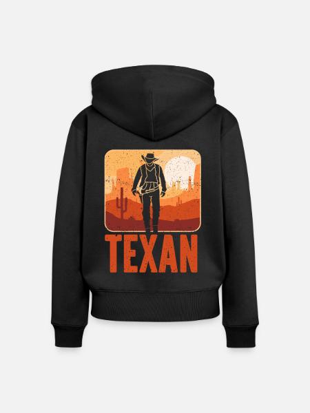Texaner Stolz Texas Sprüche Texanisch - Frauen Premium Bio Zip Hoodie - Schwarz