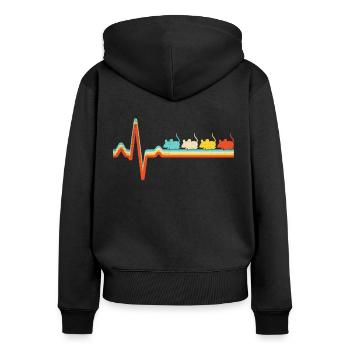 Maus Retro Herzschlag - Frauen Premium Bio Zip Hoodie - Schwarz - Hinten - Julia (174cm)