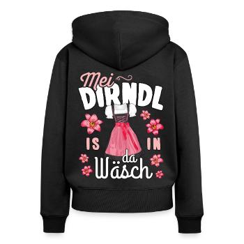 Ersatz Dirndl Shirt Mädchen Trachtenshirt Damen - Frauen Premium Bio Zip Hoodie - Schwarz - Hinten - Julia (174cm)