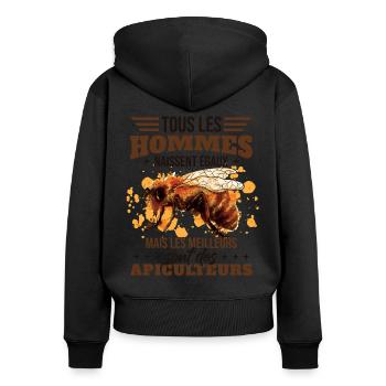 Les Meilleurs Sont Des Apiculteurs - Sweat à capuche zippé Premium bio Femme - noir - Dos - Julia (174cm)