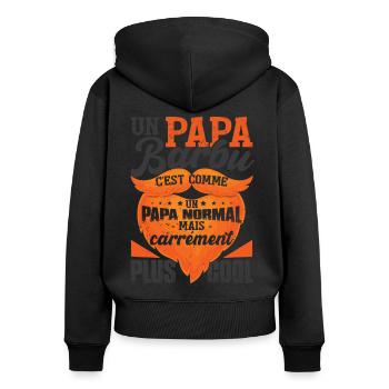 Papa Barbu Papy Barbe - Sweat à capuche zippé Premium bio Femme - noir - Dos - Julia (174cm)