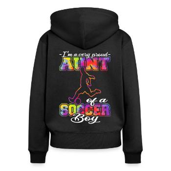 Aunt of a Soccer Boy - Fußball - Fußballspieler - Frauen Premium Bio Zip Hoodie - Schwarz - Hinten - Julia (174cm)