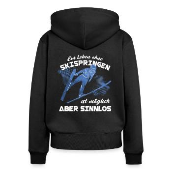 Skispringen Skispringer Wintersport - Frauen Premium Bio Zip Hoodie - Schwarz - Hinten - Julia (174cm)