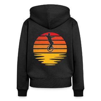 Rétro monocycle - Sweat à capuche zippé Premium bio Femme - noir - Dos - Julia (174cm)