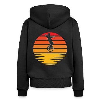 Rétro monocycle - Sweat à capuche zippé Premium bio Femme - noir - Dos - Julia (174cm)