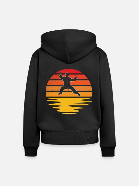 Kampfsport Retro - Frauen Premium Bio Zip Hoodie - Schwarz