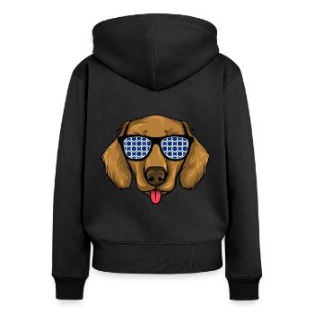 Dachshund Geschenk Dixie Wiener Doxie Dackel - Frauen Premium Bio Zip Hoodie - Schwarz - Hinten - Julia (174cm)