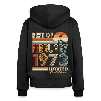 50e anniversaire né en 1973 Best of 1973 - Sweat à capuche zippé Premium bio Femme - noir - Dos - Julia (174cm)