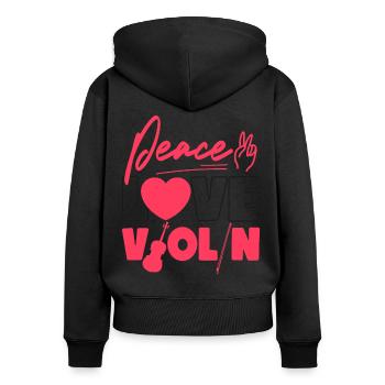 Violon Violoniste Fille Peace Love - Sweat à capuche zippé Premium bio Femme - noir - Dos - Julia (174cm)