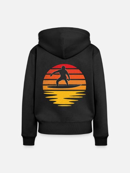 Surfen Retro - Frauen Premium Bio Zip Hoodie - Schwarz
