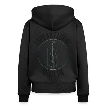 Violoniste Je parle couramment - Sweat à capuche zippé Premium bio Femme - noir - Dos - Julia (174cm)