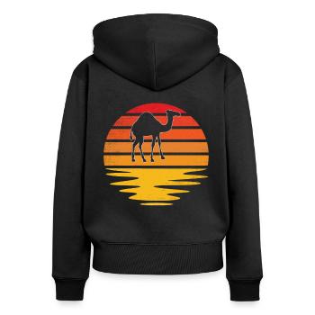 Camel Rétro - Sweat à capuche zippé Premium bio Femme - noir - Dos - Julia (174cm)