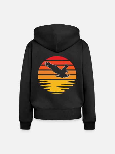 Adler Retro - Frauen Premium Bio Zip Hoodie - Schwarz