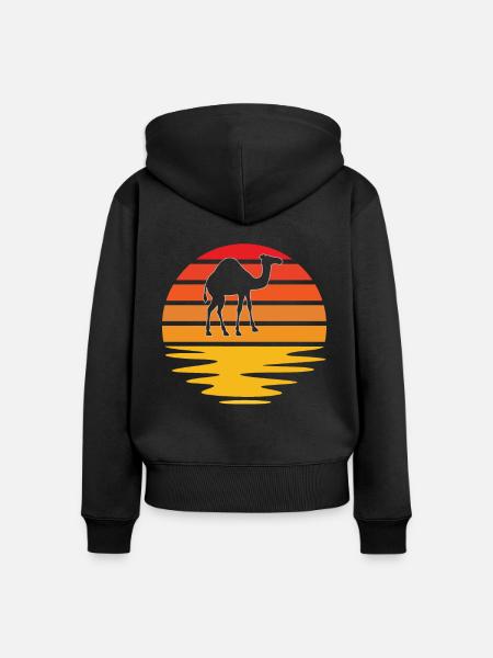 Kamel Retro - Frauen Premium Bio Zip Hoodie - Schwarz