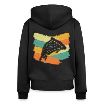 Pizza retro Pizzaria Pizzabäcker - Frauen Premium Bio Zip Hoodie - Schwarz - Hinten - Julia (174cm)