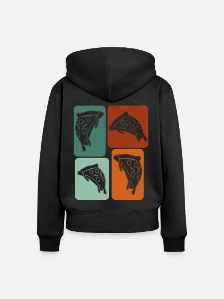 Pizza Pizzaria retro Pizzabäcker - Frauen Premium Bio Zip Hoodie - Schwarz