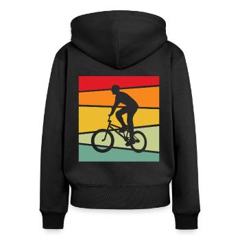 BMX Retro - Frauen Premium Bio Zip Hoodie - Schwarz - Hinten - Julia (174cm)