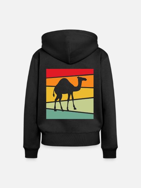 Dromedar Retro - Frauen Premium Bio Zip Hoodie - Schwarz