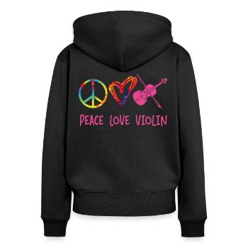 Violon Violoniste Fille Tie Dye - Sweat à capuche zippé Premium bio Femme - noir - Dos - Julia (174cm)