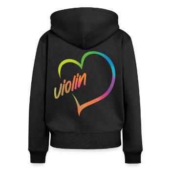 Violin Violinist Heart Watercolor - Frauen Premium Bio Zip Hoodie - Schwarz - Hinten - Julia (174cm)
