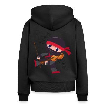 Violin Violinist Ninja Violin - Frauen Premium Bio Zip Hoodie - Schwarz - Hinten - Julia (174cm)