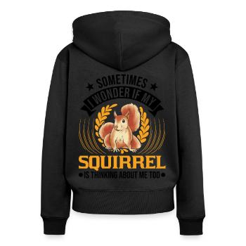 Écureuil Cadeau Écureuil Gris - Sweat à capuche zippé Premium bio Femme - noir - Dos - Julia (174cm)